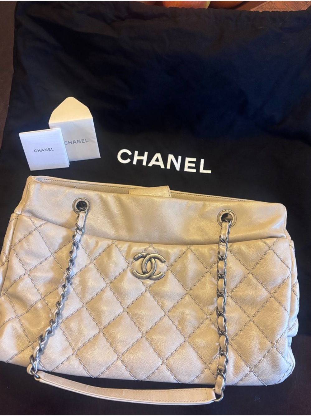 CHANEL  Leather Tote with Zip Pocket - Picture 2 of 3